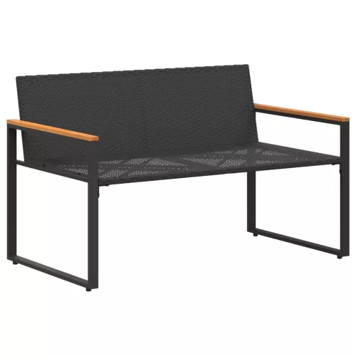  pad párnával Fekete és krémfehér 115 x 65 x 72 cm Rattan