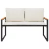  pad párnával Fekete és krémfehér 115 x 65 x 72 cm Rattan