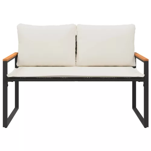  pad párnával Fekete és krémfehér 115 x 65 x 72 cm Rattan