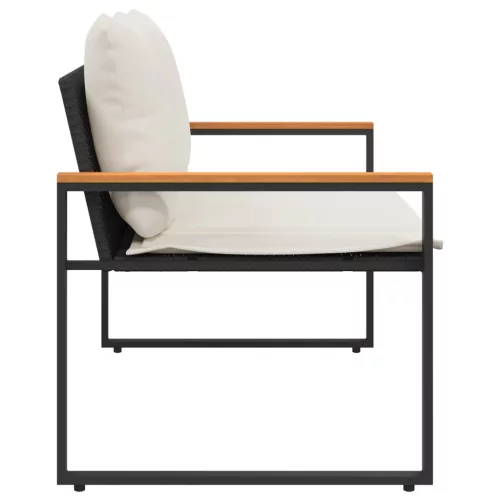  pad párnával Fekete és krémfehér 115 x 65 x 72 cm Rattan