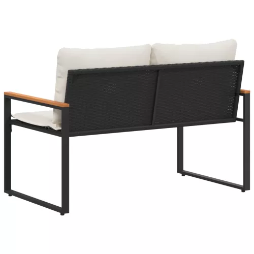  pad párnával Fekete és krémfehér 115 x 65 x 72 cm Rattan
