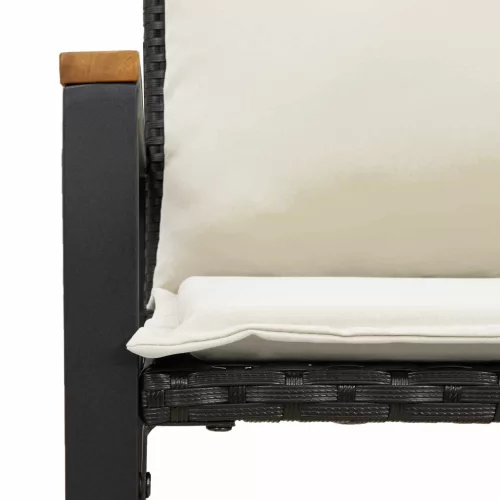  pad párnával Fekete és krémfehér 115 x 65 x 72 cm Rattan
