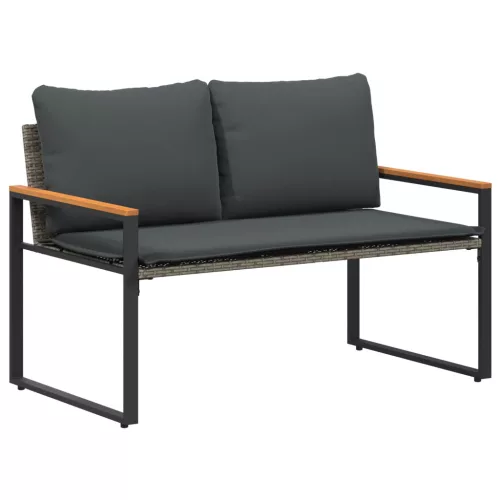 pad párnával Szürke és sötétszürke 115 x 65 x 72 cm Rattan