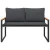  pad párnával Szürke és sötétszürke 115 x 65 x 72 cm Rattan