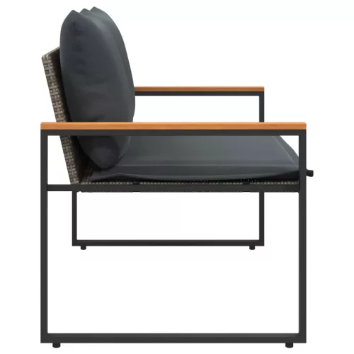  pad párnával Szürke és sötétszürke 115 x 65 x 72 cm Rattan