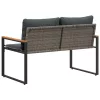  pad párnával Szürke és sötétszürke 115 x 65 x 72 cm Rattan