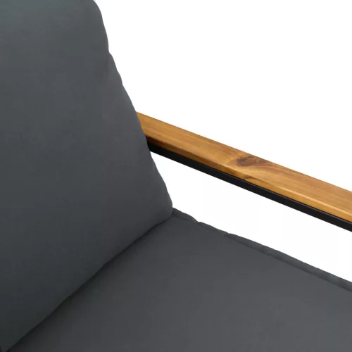  pad párnával Szürke és sötétszürke 115 x 65 x 72 cm Rattan