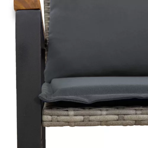  pad párnával Szürke és sötétszürke 115 x 65 x 72 cm Rattan