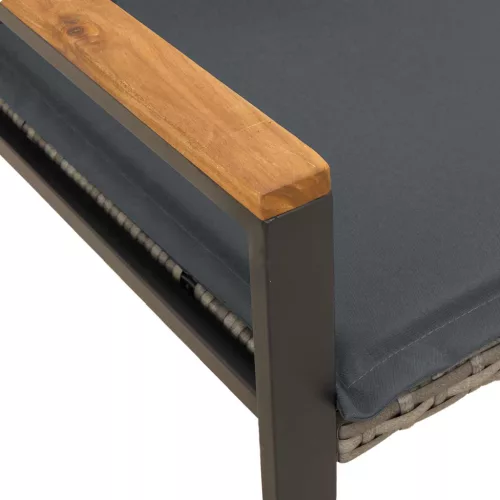  pad párnával Szürke és sötétszürke 115 x 65 x 72 cm Rattan