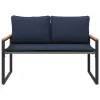  pad párnával Szürke és sötétkék 115 x 65 x 72 cm Rattan