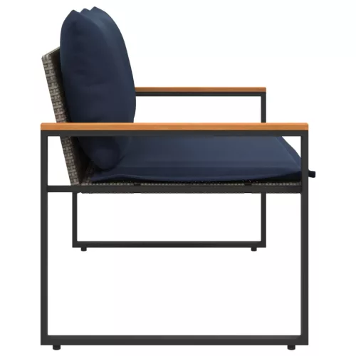  pad párnával Szürke és sötétkék 115 x 65 x 72 cm Rattan