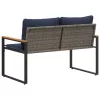  pad párnával Szürke és sötétkék 115 x 65 x 72 cm Rattan