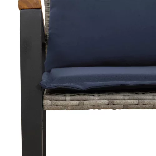  pad párnával Szürke és sötétkék 115 x 65 x 72 cm Rattan