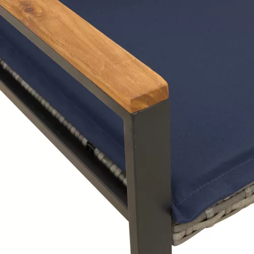  pad párnával Szürke és sötétkék 115 x 65 x 72 cm Rattan