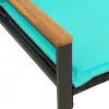  pad párnával Fekete és Türkiz 115 x 65 x 72 cm Rattan