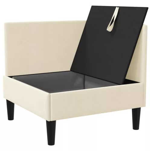  Sarok Sofa tárolóval Krémszínű Bársony