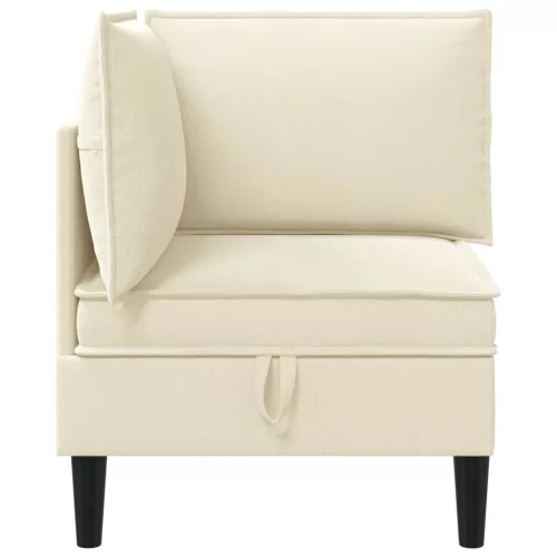  Sarok Sofa tárolóval Krémszínű Bársony