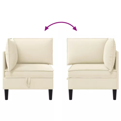  Sarok Sofa tárolóval Krémszínű Bársony