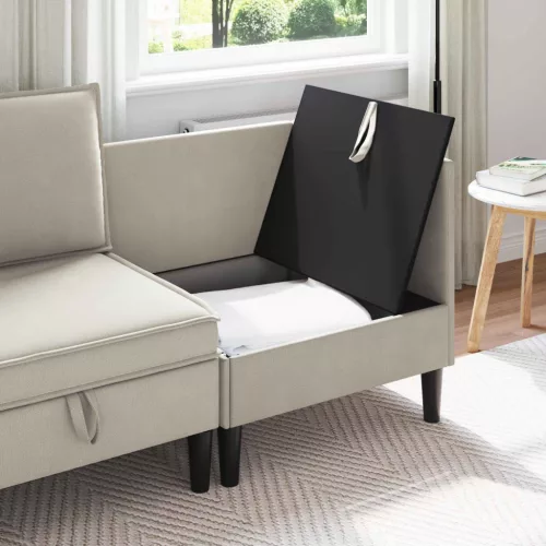  Sarok Sofa tárolóval Zabpehely Bársony