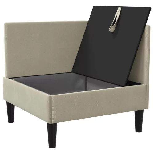  Sarok Sofa tárolóval Homokszín Bársony