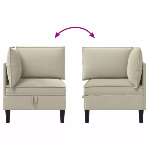  Sarok Sofa tárolóval Homokszín Bársony