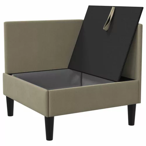  Sarok Sofa tárolóval Khaki Bársony