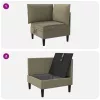  Sarok Sofa tárolóval Khaki Bársony