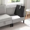  Sarok Sofa tárolóval Világosszürke Bársony