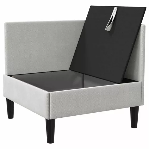  Sarok Sofa tárolóval Világosszürke Bársony