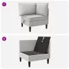  Sarok Sofa tárolóval Világosszürke Bársony