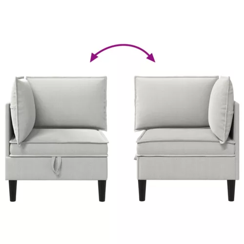  Sarok Sofa tárolóval Világosszürke Bársony