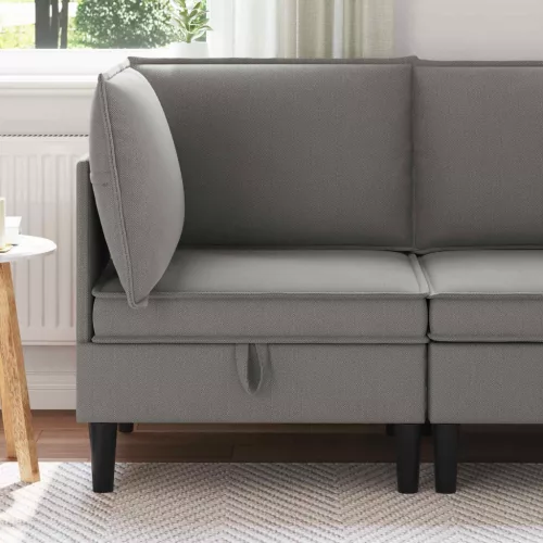  Sarok Sofa tárolóval Sötétszürke Bársony
