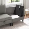  Sarok Sofa tárolóval Sötétszürke Bársony