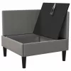  Sarok Sofa tárolóval Sötétszürke Bársony