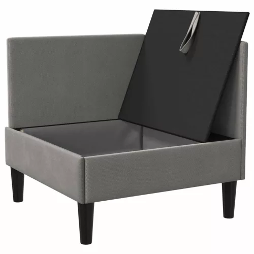  Sarok Sofa tárolóval Sötétszürke Bársony