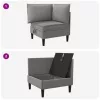  Sarok Sofa tárolóval Sötétszürke Bársony