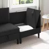  Sarok Sofa tárolóval Fekete Bársony