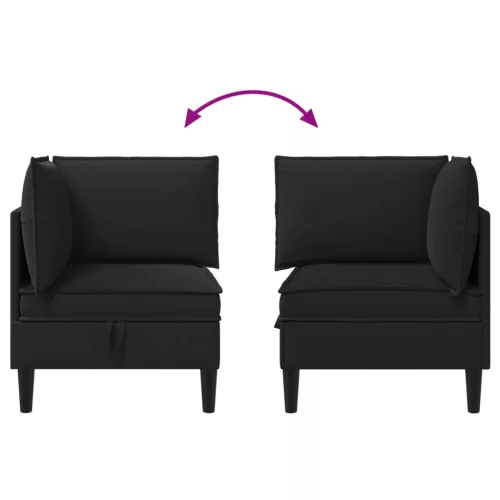  Sarok Sofa tárolóval Fekete Bársony
