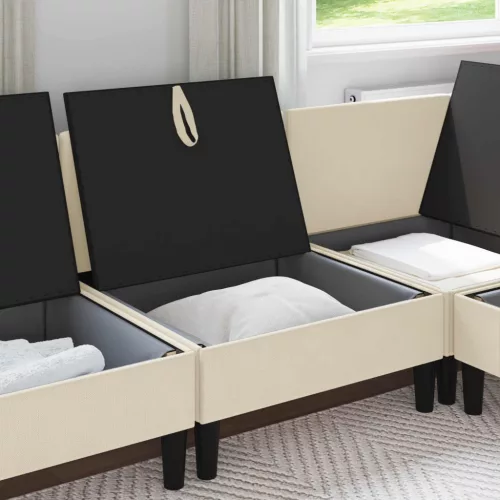  Középső Sofa tárolóval Krémszínű Bársony