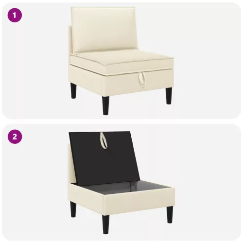 Középső Sofa tárolóval Krémszínű Bársony