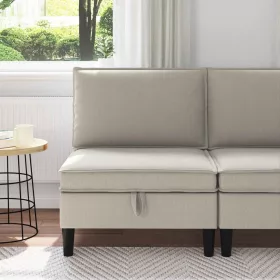  Középső Sofa tárolóval Zabpehely Bársony