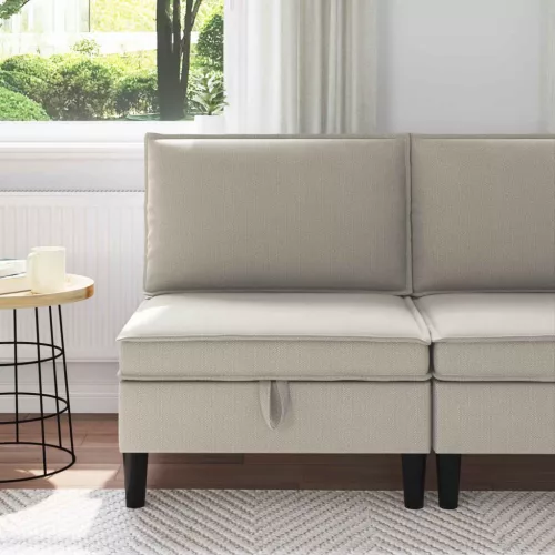  Középső Sofa tárolóval Zabpehely Bársony