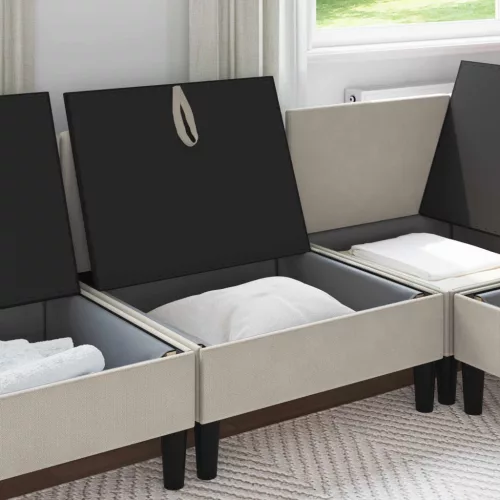  Középső Sofa tárolóval Zabpehely Bársony