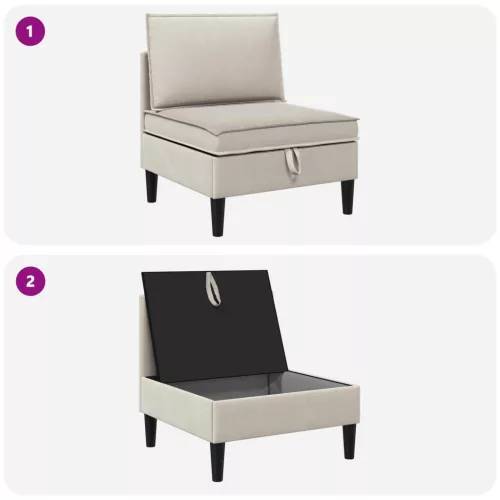  Középső Sofa tárolóval Zabpehely Bársony