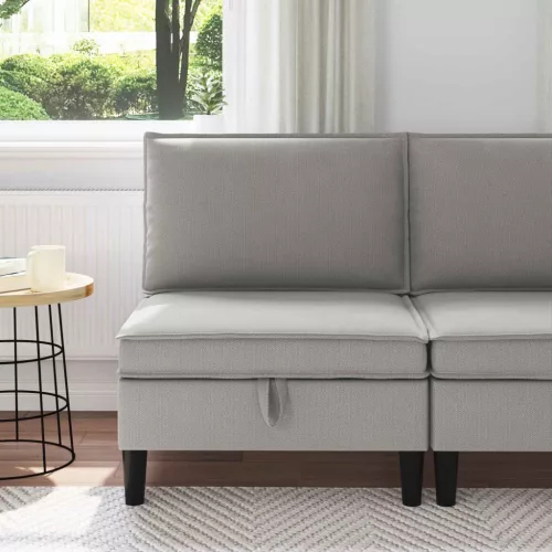  Középső Sofa tárolóval Világosszürke Bársony