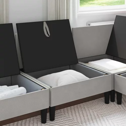  Középső Sofa tárolóval Világosszürke Bársony