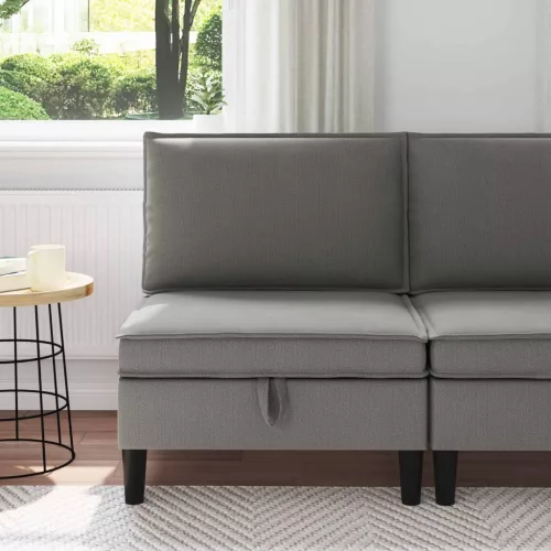  Középső Sofa tárolóval Sötétszürke Bársony