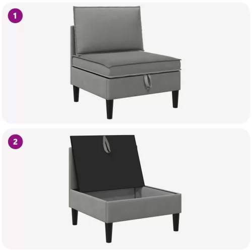  Középső Sofa tárolóval Sötétszürke Bársony