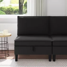  Középső Sofa tárolóval Fekete Bársony