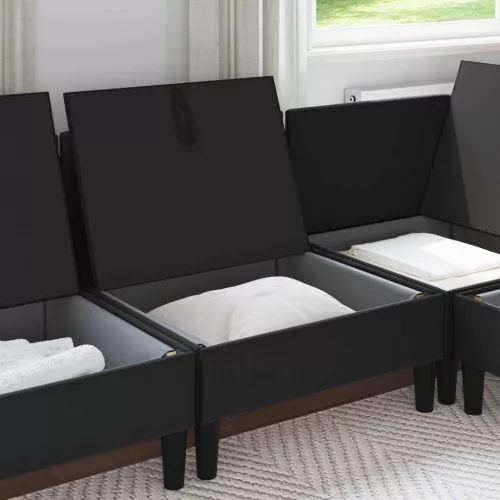  Középső Sofa tárolóval Fekete Bársony